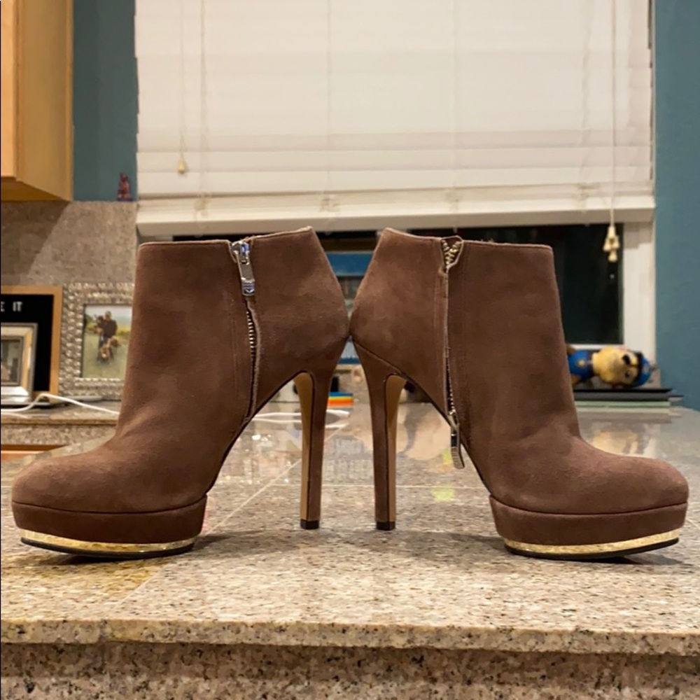 Light brown Vince Camuto heeled boots